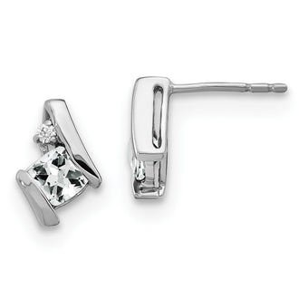 Shop Stylish 14K White Gold Cushion-Cut White Topaz & Diamond Earrings