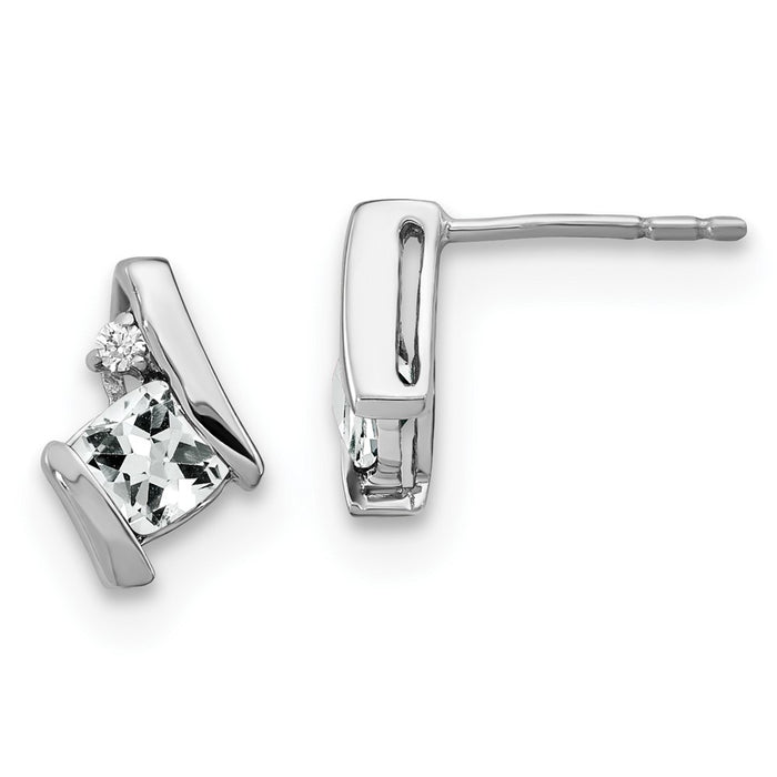 Shop Stylish 14K White Gold Cushion-Cut White Topaz & Diamond Earrings-1