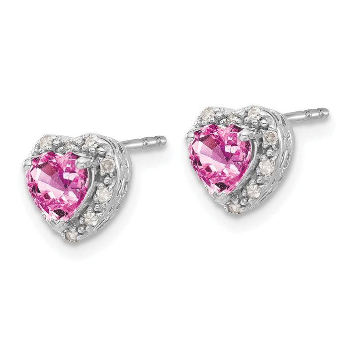 Exclusive 14K White Gold Heart-Shaped Pink Sapphire Earrings - Stylish Luxury-2