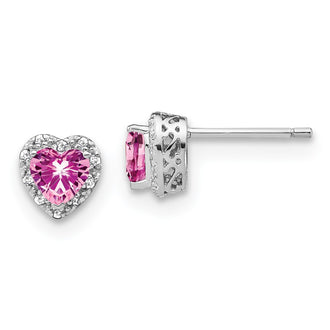 Exclusive 14K White Gold Heart-Shaped Pink Sapphire Earrings - Stylish Luxury