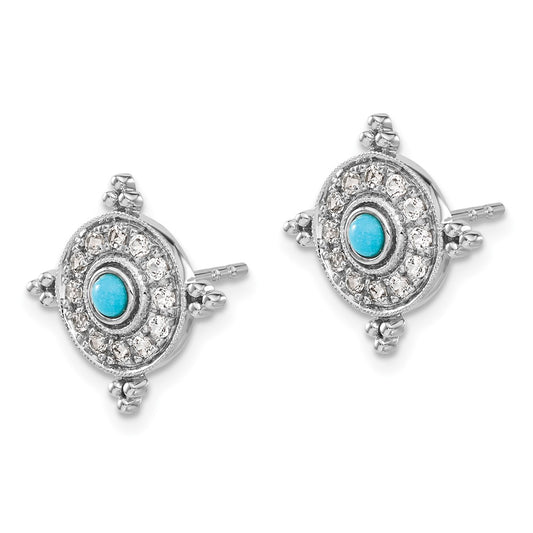 High-Quality 14K White Gold Earrings with Turquoise & Topaz | Stylish Value