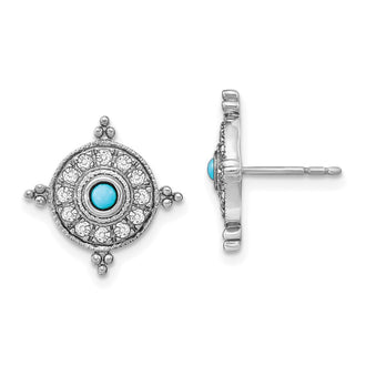 High-Quality 14K White Gold Earrings with Turquoise & Topaz | Stylish Value