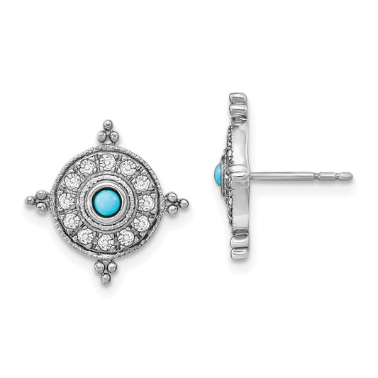 High-Quality 14K White Gold Earrings with Turquoise & Topaz | Stylish Value