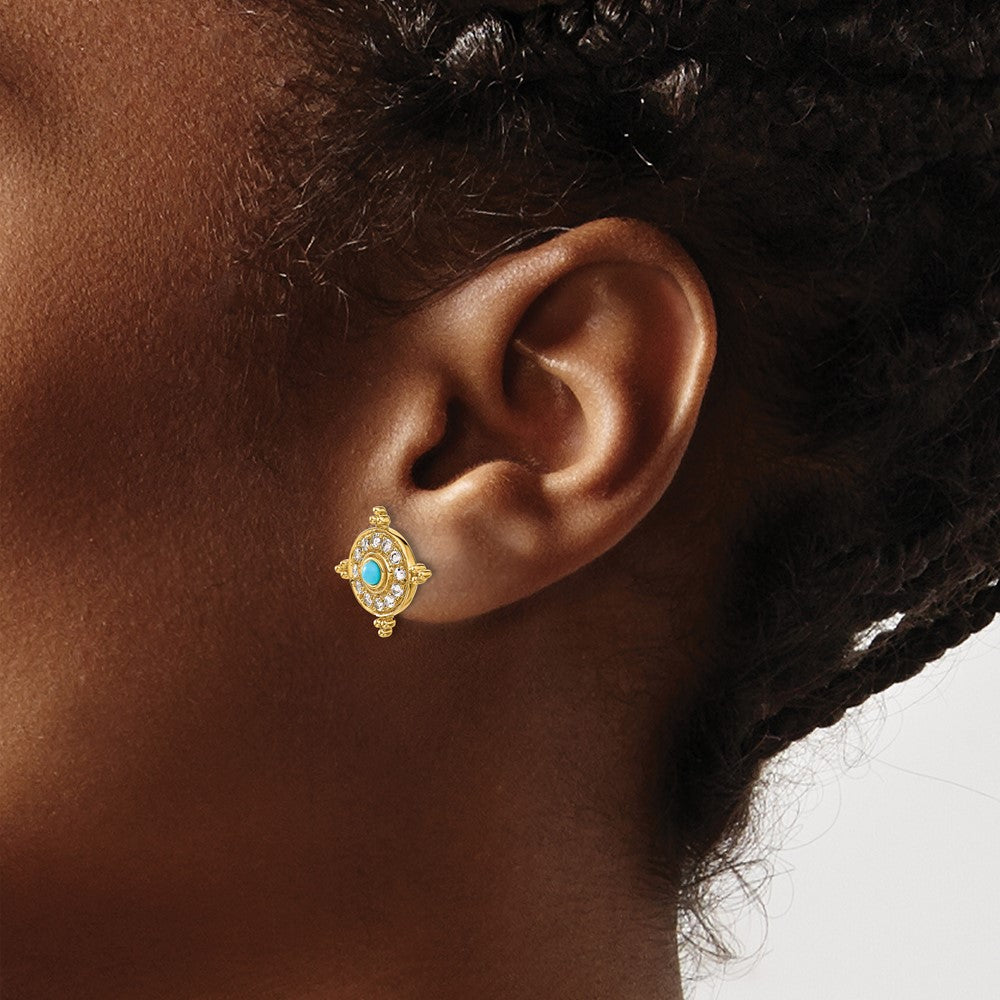 Buy Stylish 14K Gold Turquoise & White Topaz Earrings | Affordable Luxury