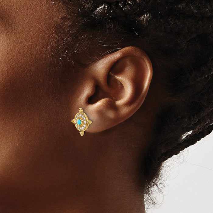 Buy Stylish 14K Gold Turquoise & White Topaz Earrings | Affordable Luxury-3