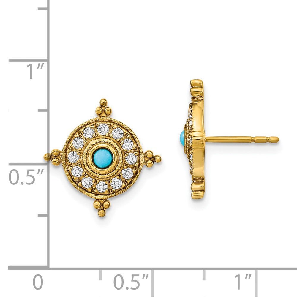 Buy Stylish 14K Gold Turquoise & White Topaz Earrings | Affordable Luxury