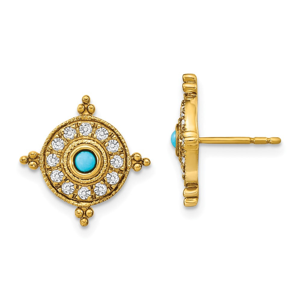 Buy Stylish 14K Gold Turquoise & White Topaz Earrings | Affordable Luxury