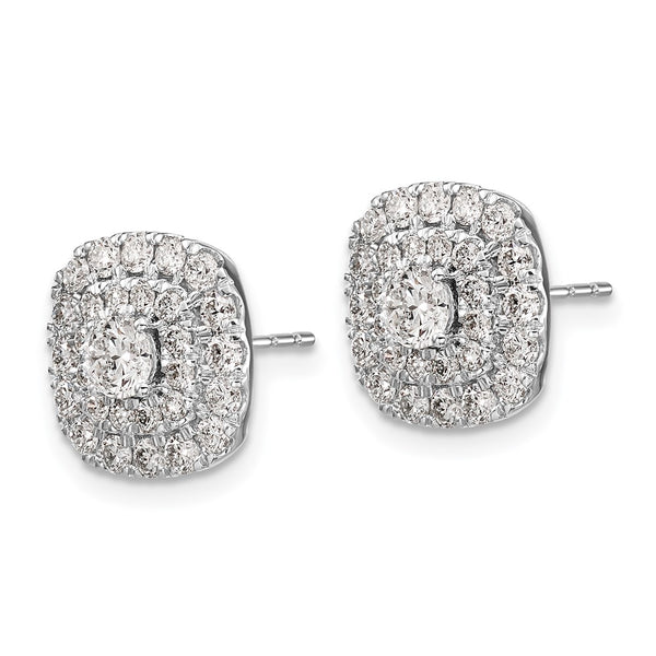 14K White Gold Double Halo Earrings with 1.5 Carat Diamonds
