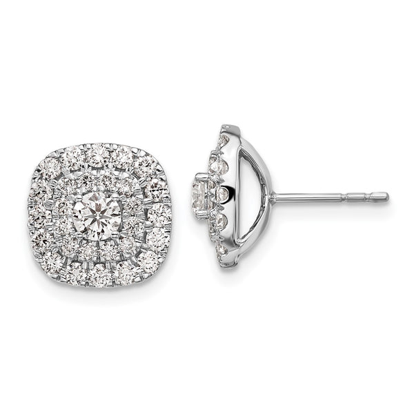 14K White Gold Double Halo Earrings with 1.5 Carat Diamonds