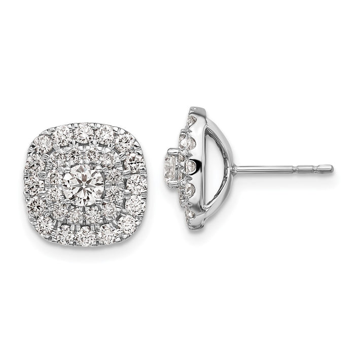 Shop Stylish 14K White Gold Double Halo Earrings with 1.5 Carat Diamonds-1