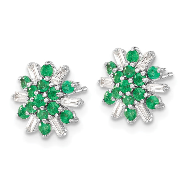14K White Gold Emerald & Diamond Earrings - Style GR1-1016928
