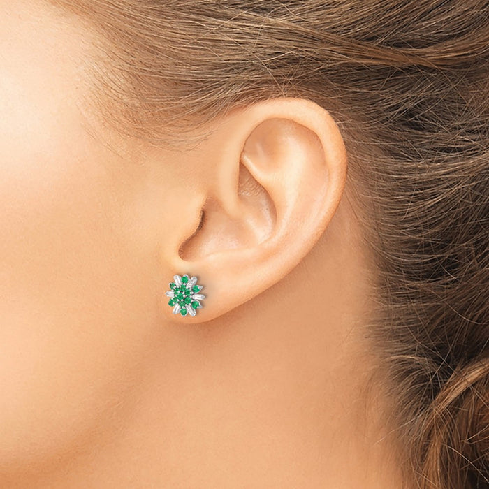Shop Exclusive 14K White Gold Emerald & Diamond Earrings - Stylish Luxury-3