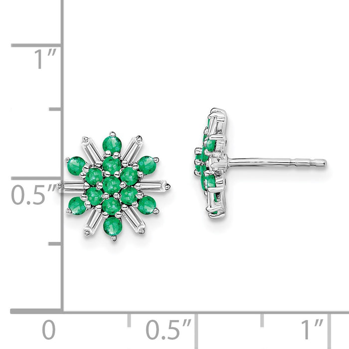 Shop Exclusive 14K White Gold Emerald & Diamond Earrings - Stylish Luxury-4