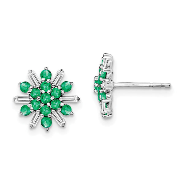 14K White Gold Emerald & Diamond Earrings - Style GR1-1016928