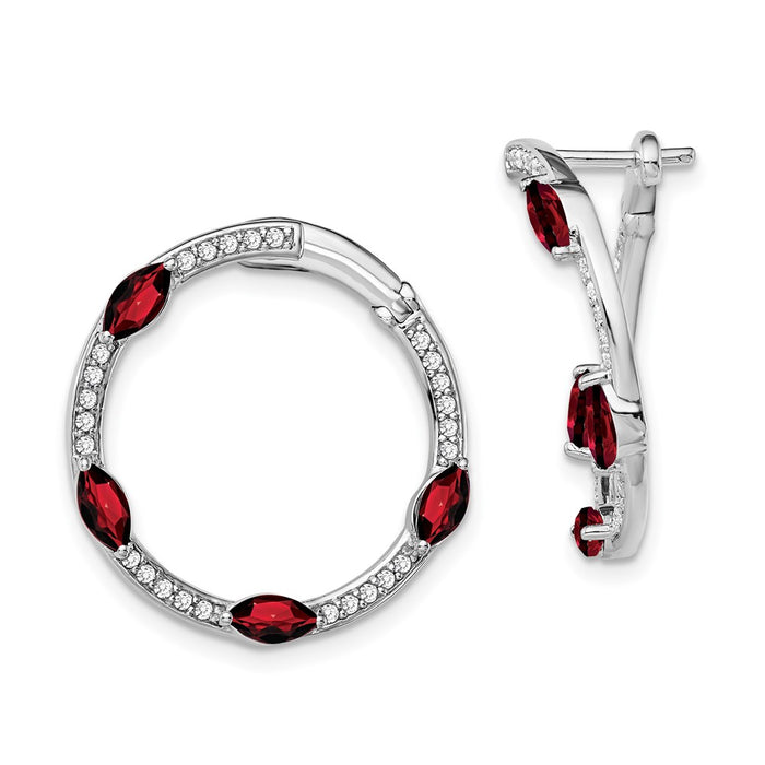 Shop Stylish 14K White Gold Garnet & Diamond Hoop Earrings - 1.25" Size-1
