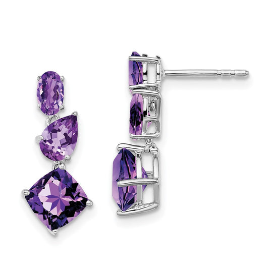 High-Quality 14K White Gold Amethyst Drop Earrings - Stylish & Affordable!