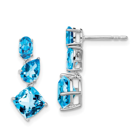 Shop Stylish 14K White Gold Blue Topaz Drop Earrings - 7mm Luxury Design