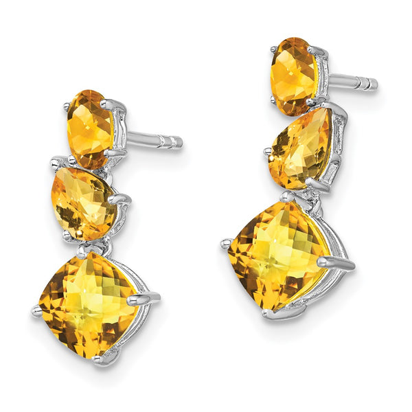 14K White Gold Citrine Drop Earrings