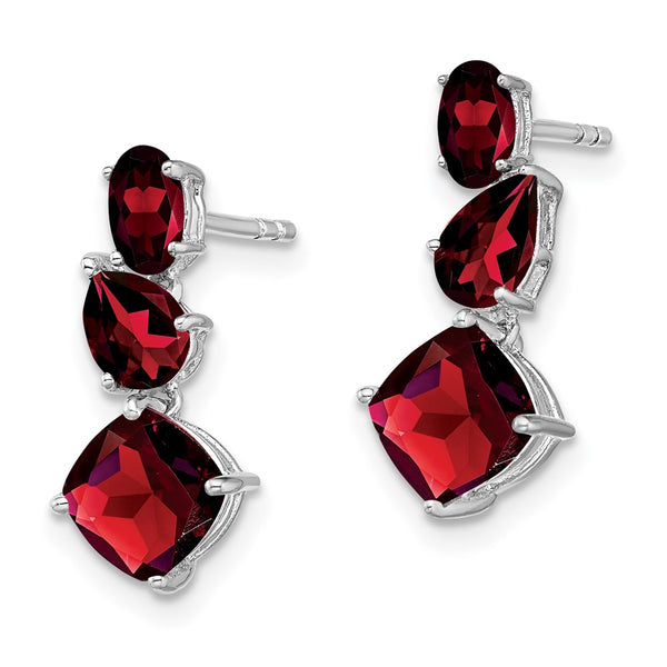 14K White Gold Garnet Drop Earrings - Style GR1-1003666
