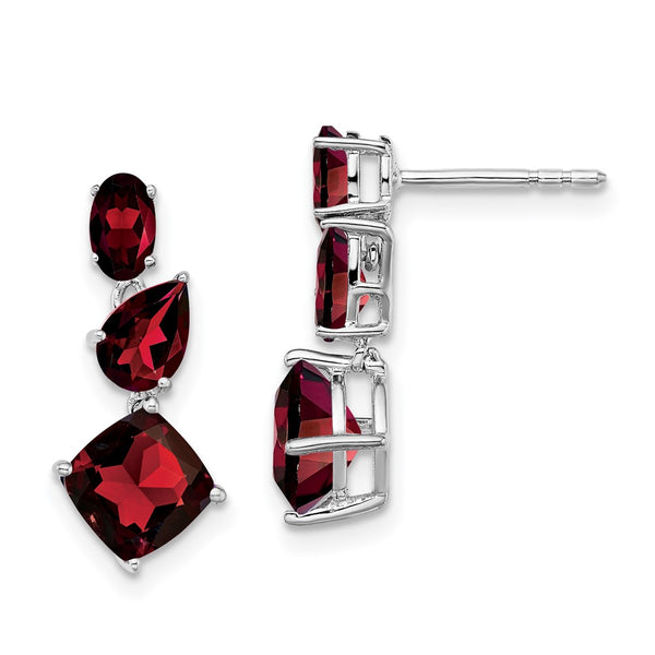 14K White Gold Garnet Drop Earrings - Style GR1-1003666