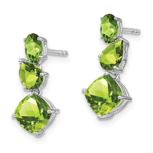 14K White Gold Peridot Drop Earrings - Style GR1-1003667