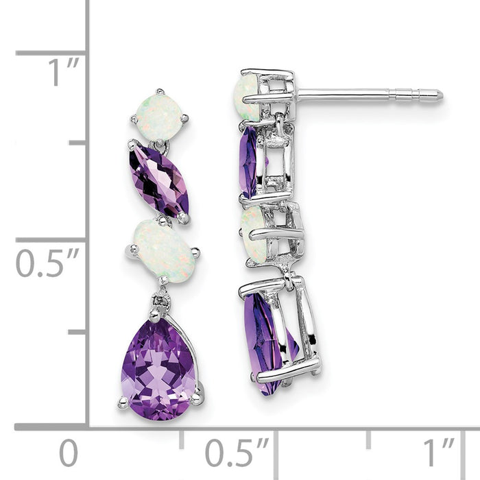 High-Quality 14K White Gold Amethyst & Opal Drop Earrings - Stylish Value-4