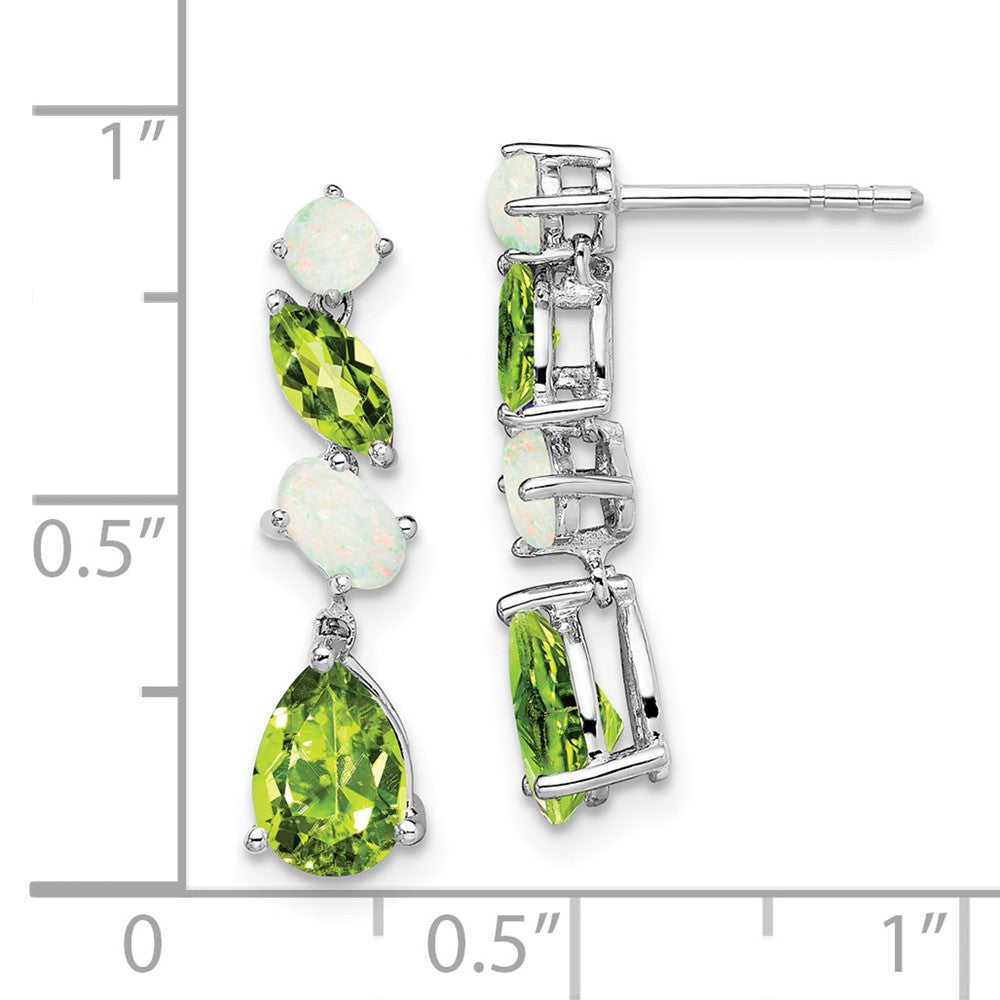 Order Stylish 14K White Gold Dangle Earrings with Peridot & Opal Accents