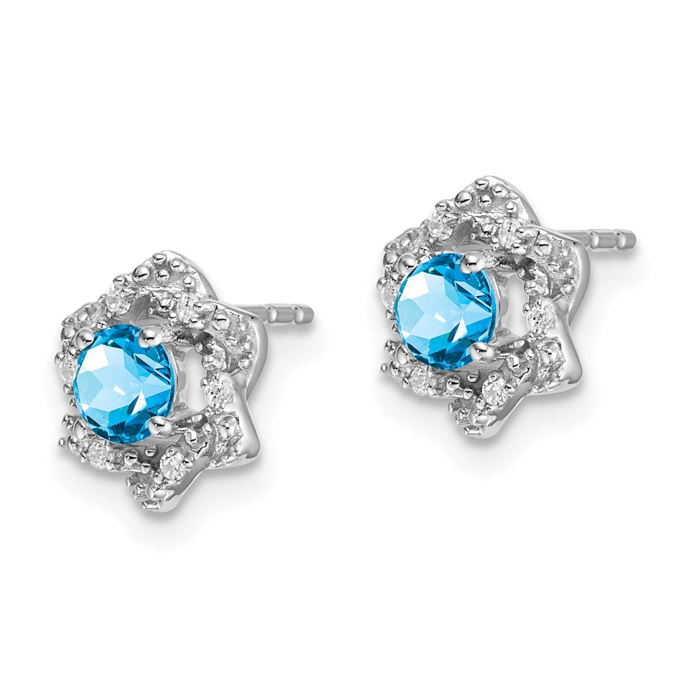 Shop Stylish 14K White Gold Blue Topaz & Diamond Stud Earrings - 1.5" Value
