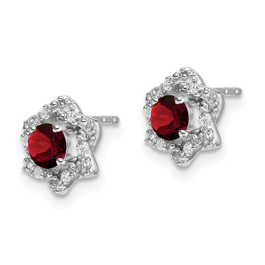 Exclusive 14K White Gold Garnet & Diamond Stud Earrings - Stylish Value!