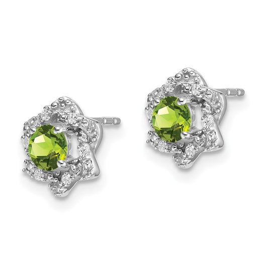 Exclusive 14K White Gold Peridot & Diamond Stud Earrings - Stylish Value!