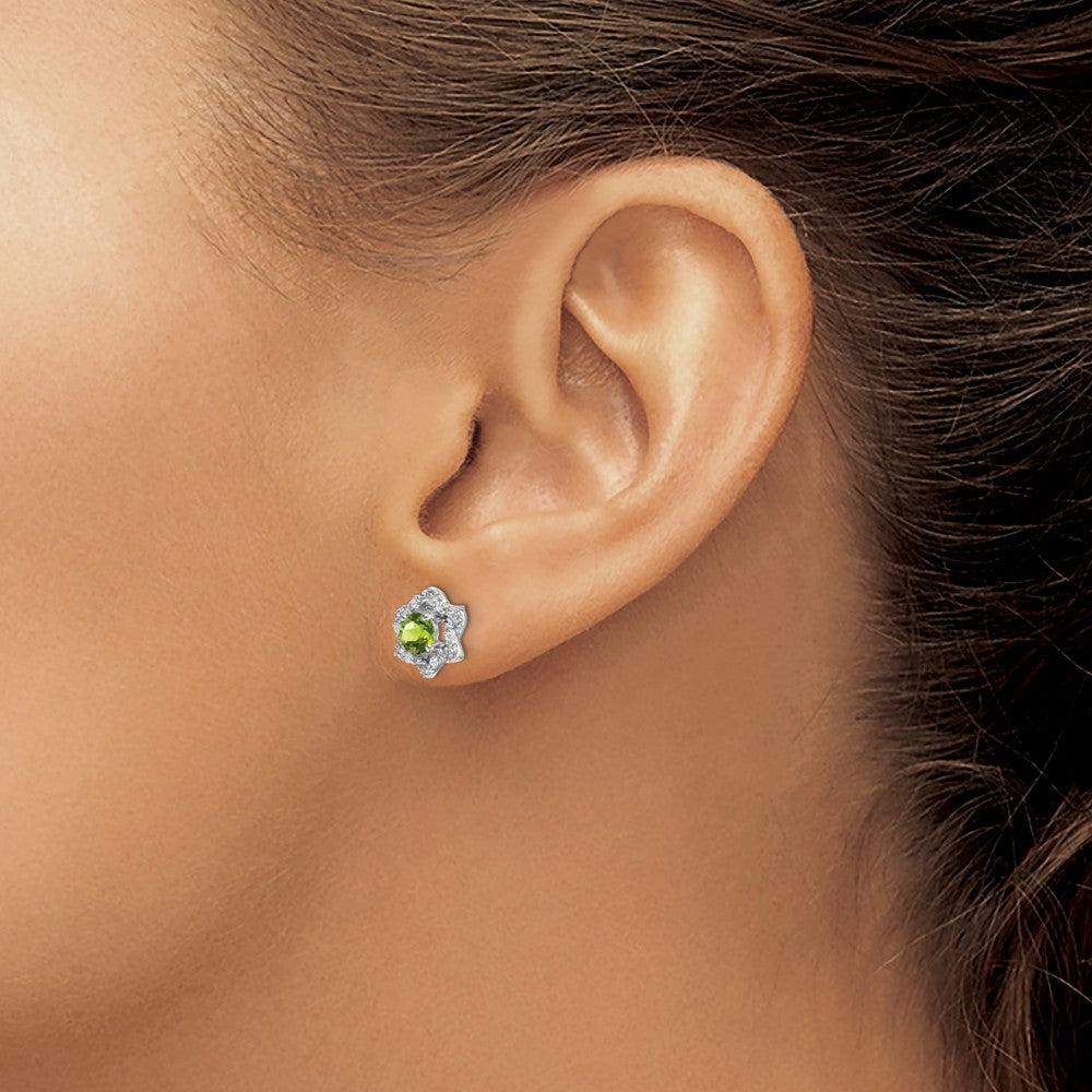 Exclusive 14K White Gold Peridot & Diamond Stud Earrings - Stylish Value!
