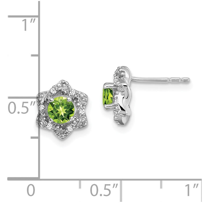 Exclusive 14K White Gold Peridot & Diamond Stud Earrings - Stylish Value!-4