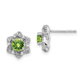 Exclusive 14K White Gold Peridot & Diamond Stud Earrings - Stylish Value!
