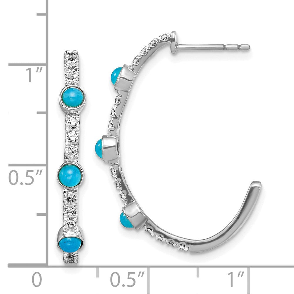 Buy Exclusive 14K White Gold J-Hoop Earrings with Turquoise & Topaz Accents