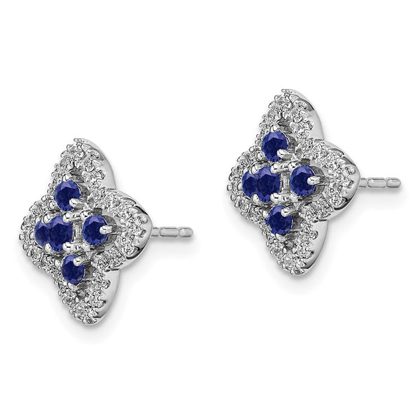 14K White Gold 1/3 Carat Lab-Grown Diamond Earrings - Sapphire Accents