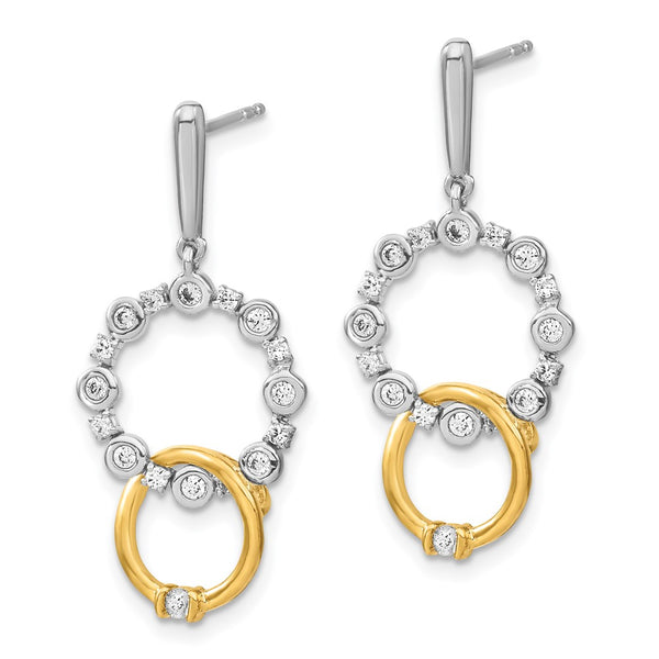 14K Two-Tone 3/8 Carat Lab-Grown Diamond Dangle Earrings