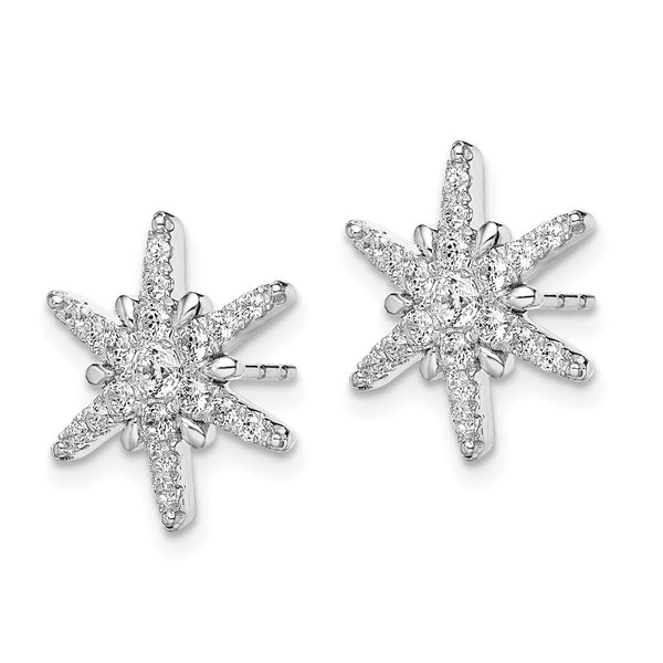 14K White Gold Star Post Earrings - 5/8 Carat Lab-Grown Diamonds