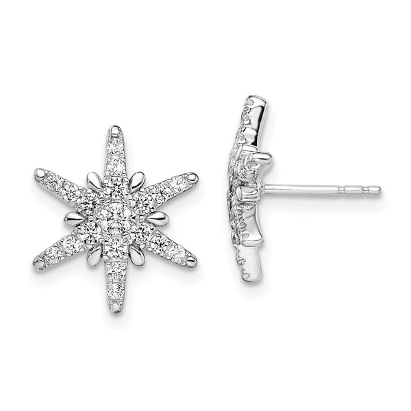 14K White Gold Star Post Earrings - 5/8 Carat Lab-Grown Diamonds