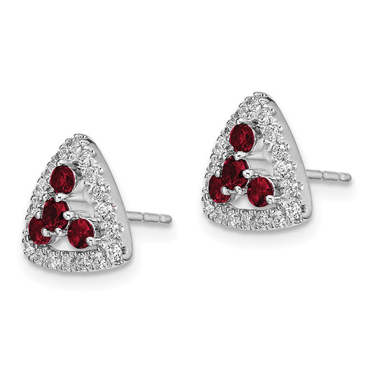 Buy 14K White Gold Triangle Earrings - 3/8 Carat Lab-Grown Diamond & Ruby, Stylish Value