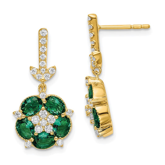 Buy Exclusive 14K Gold Dangle Earrings with 3/8 Carat Lab-Grown Diamond & Emerald