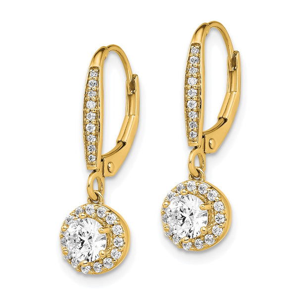 14K Gold 1 Carat Lab-Grown Diamond Halo Drop Earrings