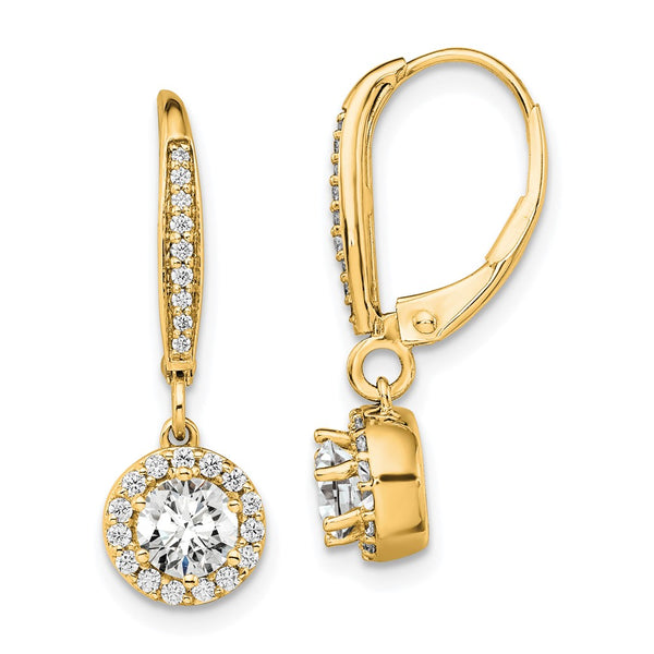 14K Gold 1 Carat Lab-Grown Diamond Halo Drop Earrings