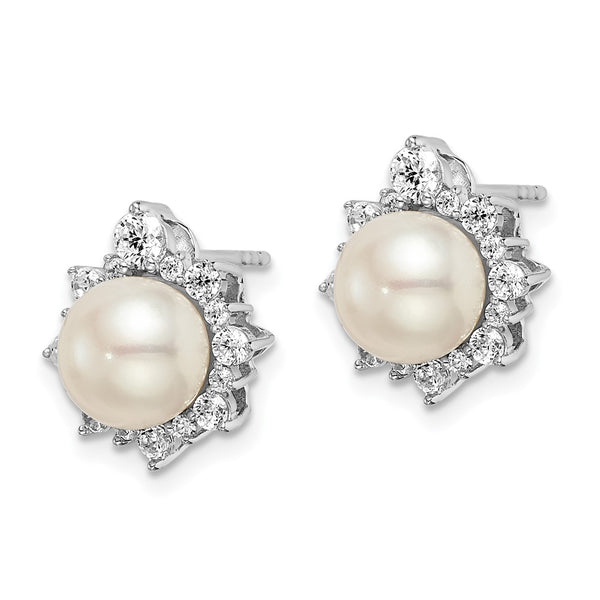 14K White Gold 5/8 Carat Lab-Grown Diamond Earrings - Pearl