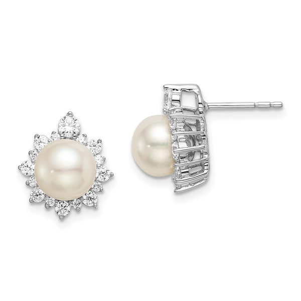 14K White Gold 5/8 Carat Lab-Grown Diamond Earrings - Pearl