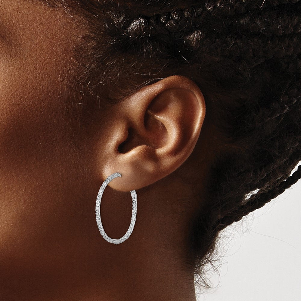 High-Quality 14K White Gold 3/4 Carat Lab-Grown Diamond Hoop Earrings - Stylish Value