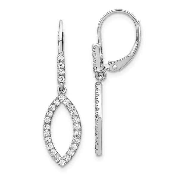 14K White Gold 1/2 Carat Diamond Dangle Earrings