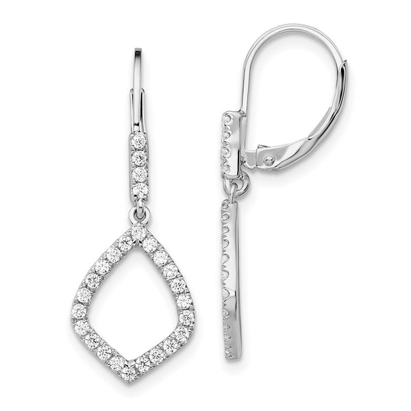14K White Gold Dangle Earrings with 1/2 Carat Lab-Grown Diamond