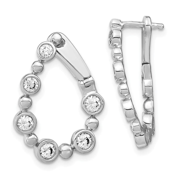 14K White Gold Hinged Hoop Earrings with 1 Carat Lab-Grown Diamond