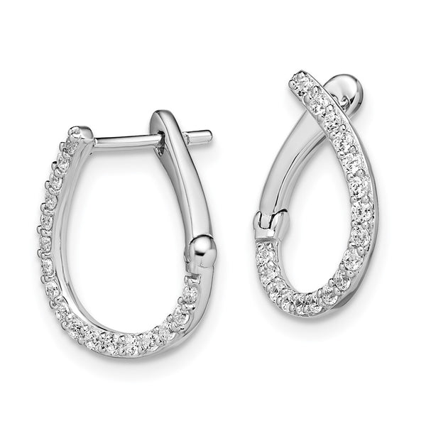 14K White Gold Hinged Hoop Earrings - 1/3 Carat Lab-Grown Diamonds - Style GR1-1016960