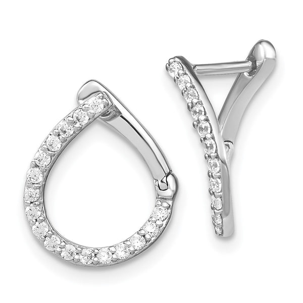 14K White Gold Hinged Hoop Earrings - 1/3 Carat Lab-Grown Diamonds - Style GR1-1016960